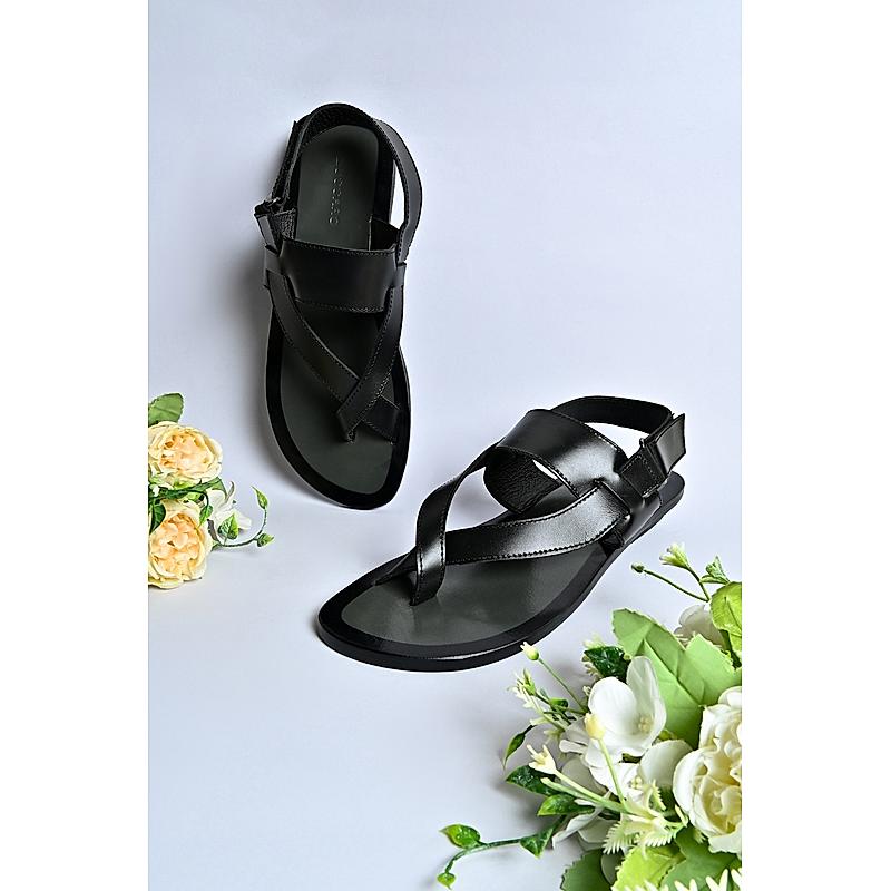 ZUCCARO BY REGAL BLACK MEN CROSS STRAP SANDALS