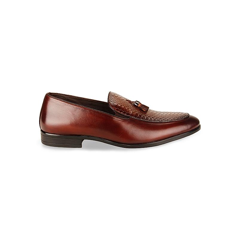 IMPERIO BY REGAL BROWN MEN FORMAL TEXTURED LEATHER TASSEL SLIP ON SHOES