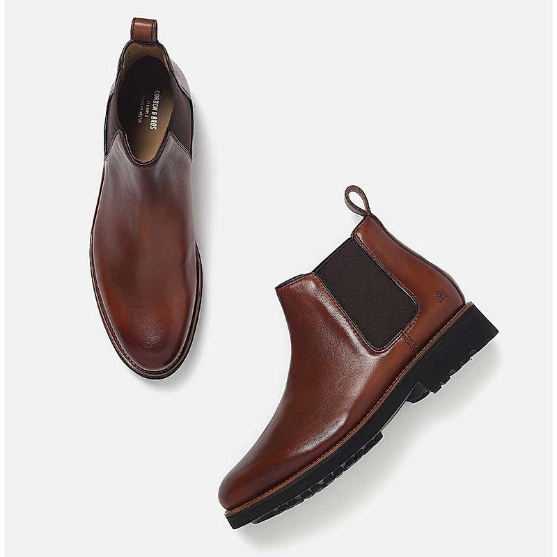 GORDON & BROS COGNAC MEN LEATHER BOOTS