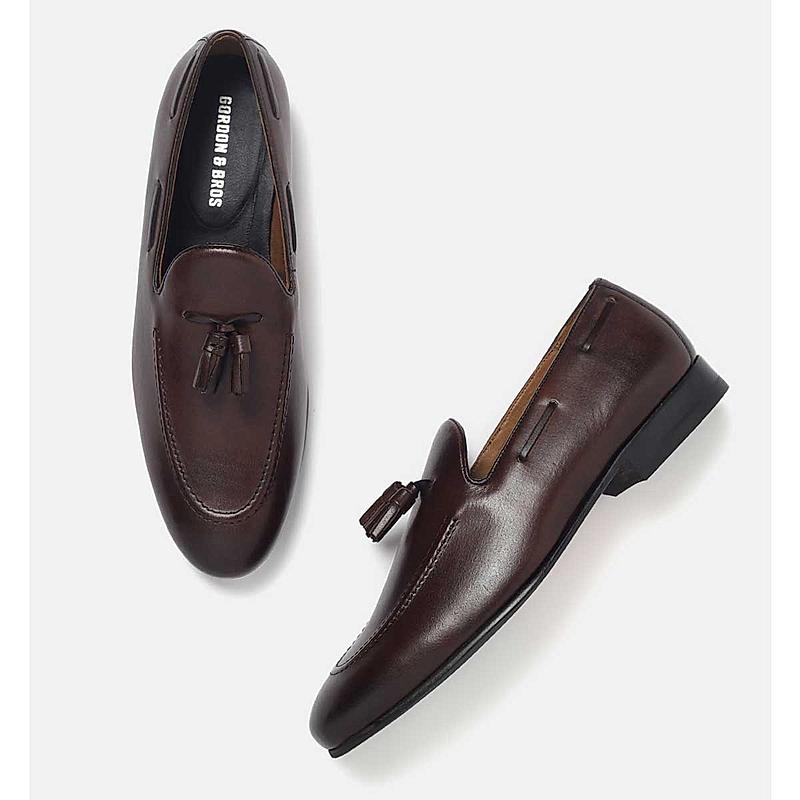 GORDON & BROS BROWN MEN LEATHER LOAFER