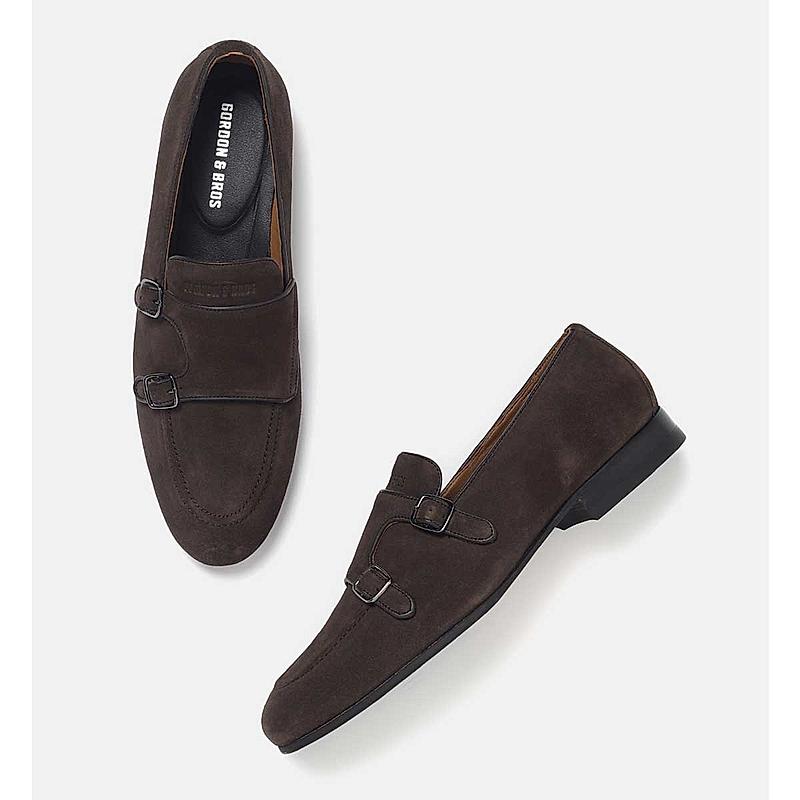 GORDON & BROS BROWN MEN LEATHER SLIP ON MONK