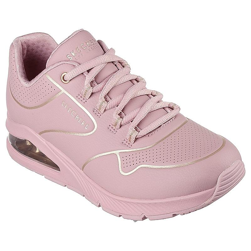 Skechers Pink Women Uno 2 - Golden Trim Lace Up Sneakers