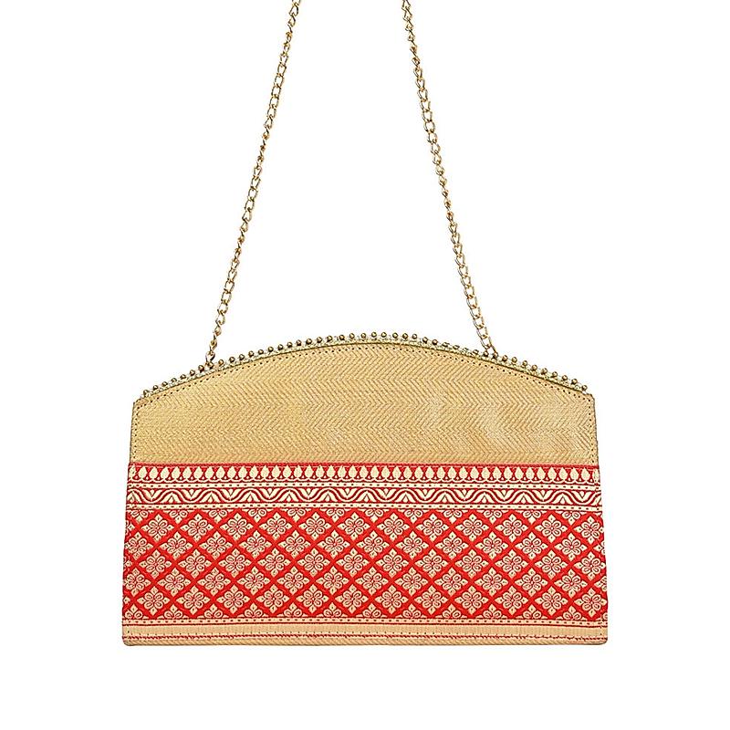 ROCIA Red Women Brocade Clutch