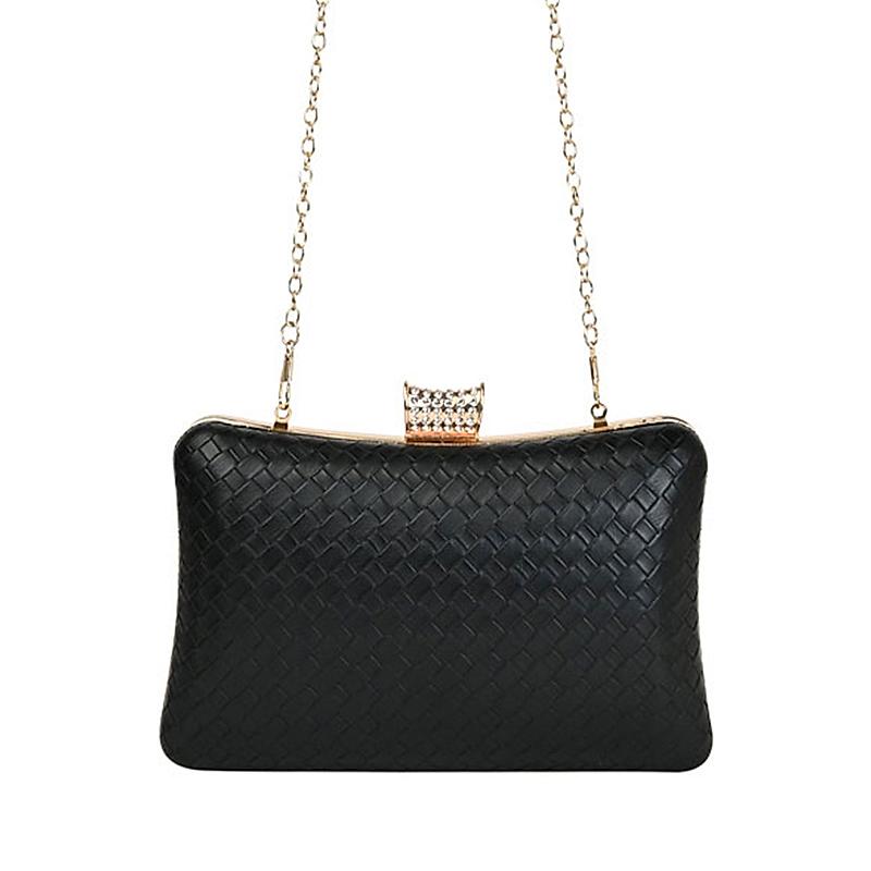 ROCIA Black Women Woven Textured Metallic Clutch