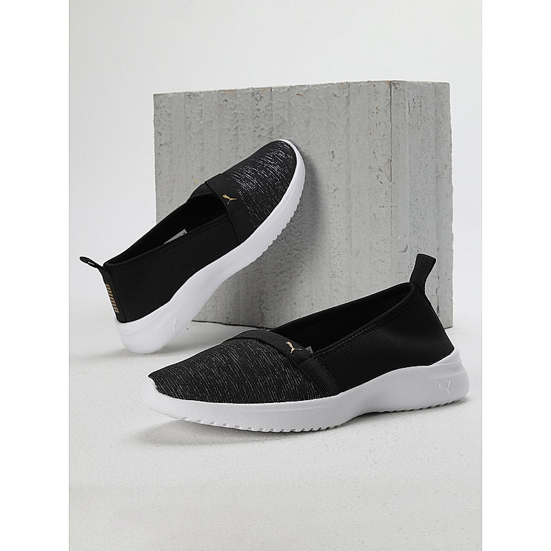 PUMA WOMEN BLACK ADELINA SPACE METALLICS SLIP-ON SNEAKERS