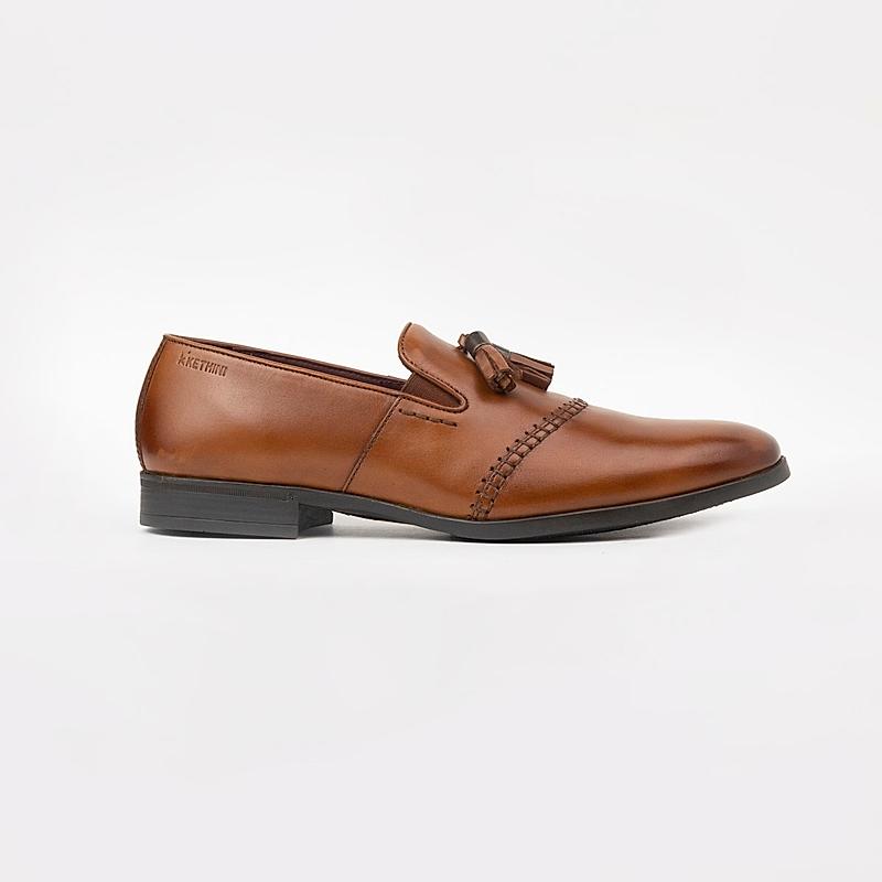 KETHINI TAN MEN LEATHER FORMAL SLIP ON SHOES