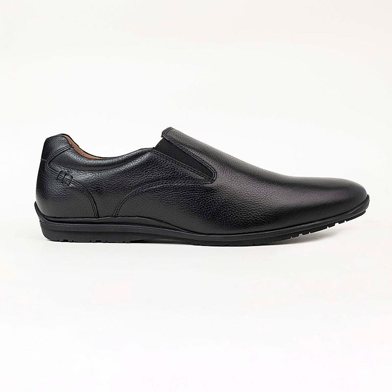 KETHINI BLACK MEN LEATHER FORMAL SLIP ON SHOES