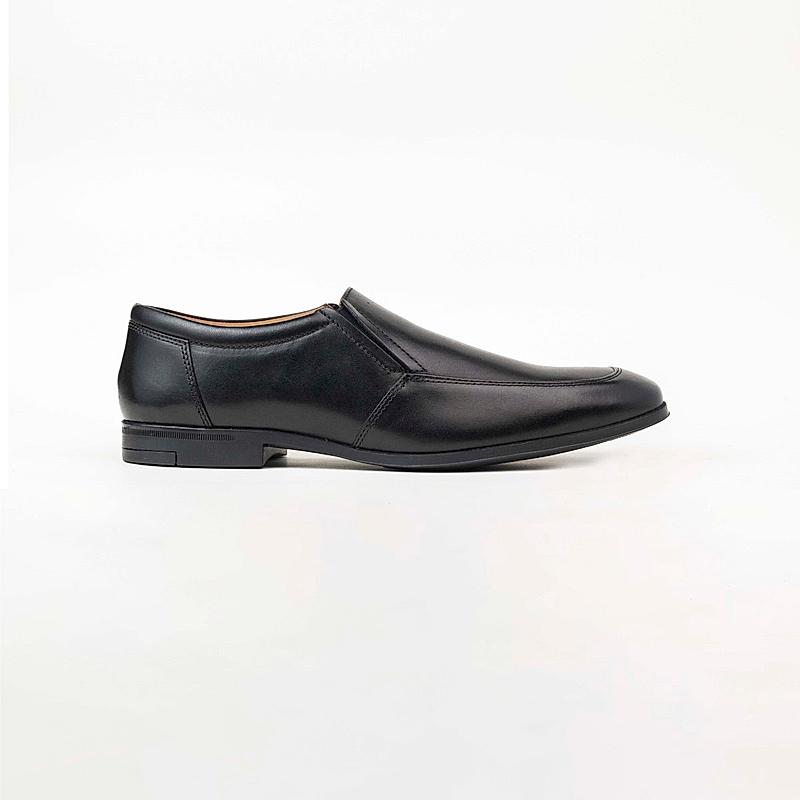 KETHINI BLACK MEN LEATHER FORMAL SLIP ON SHOES