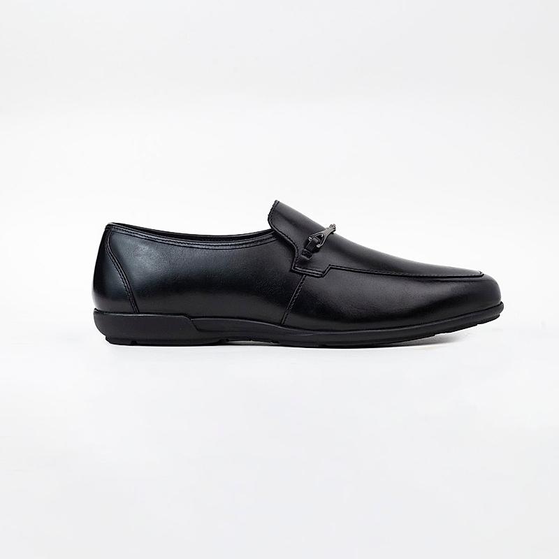 KETHINI BLACK MEN LEATHER FORMAL SLIP ON MOCCASINS SHOES