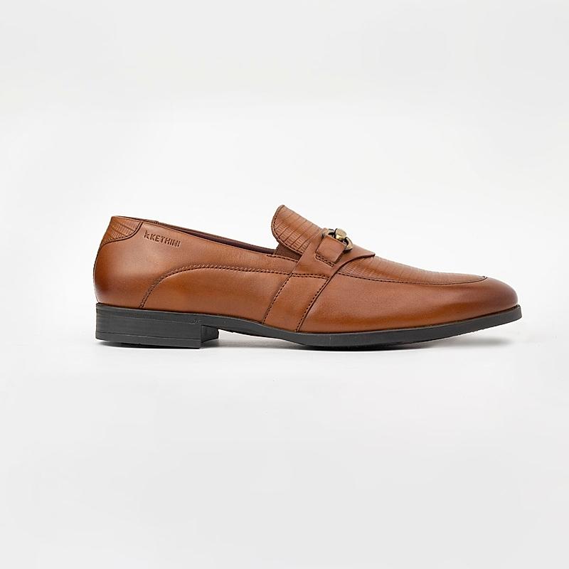 KETHINI TAN MEN LEATHER FORMAL SLIP ON SHOES