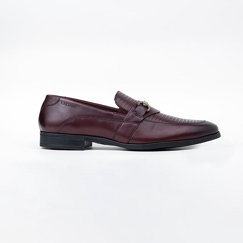 KETHINI BURGUNDY MEN LEATHER FORMAL SLIP ON SHOES