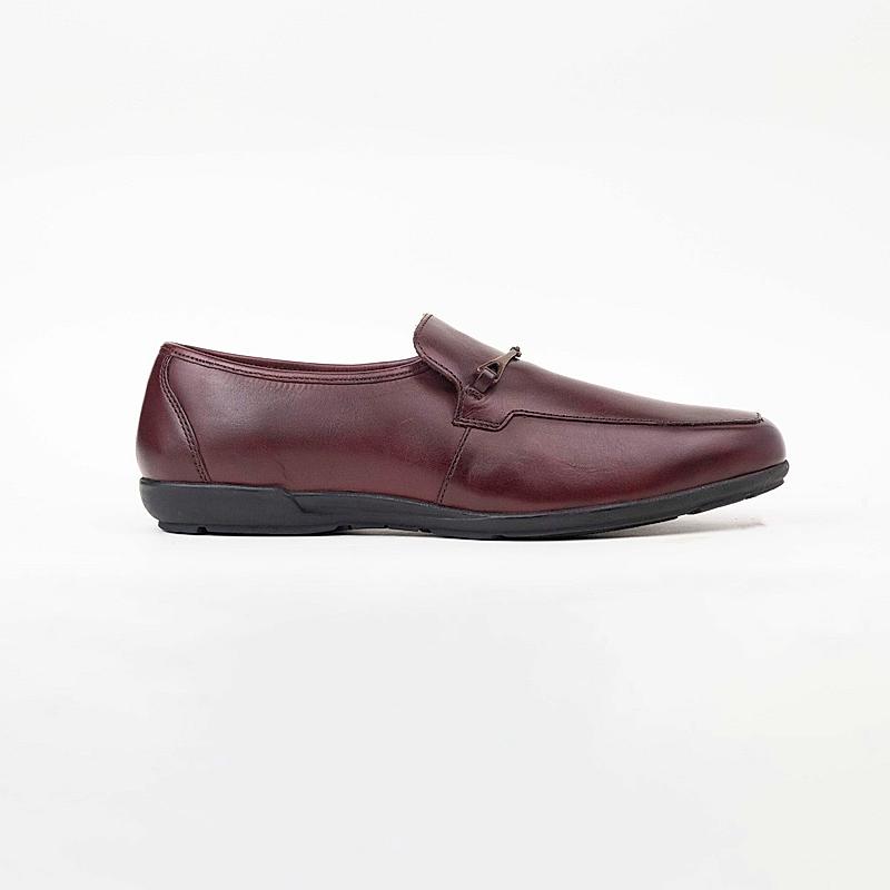 KETHINI BURGUNDY MEN LEATHER FORMAL SLIP ON MOCCASINS SHOES