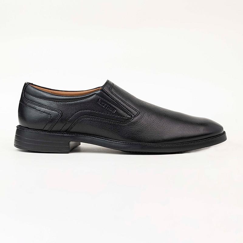 KETHINI BLACK MEN LEATHER FORMAL SLIP ON SHOES