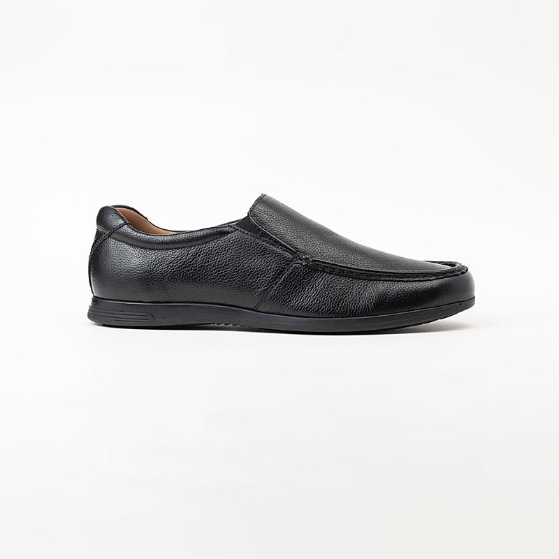 KETHINI BLACK MEN LEATHER FORMAL SLIP ON SHOES