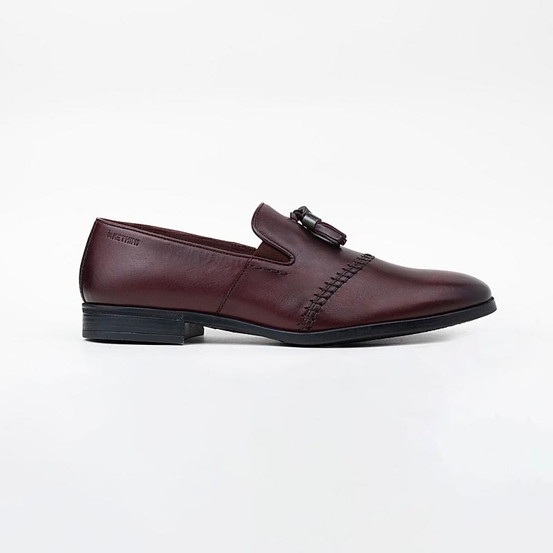 KETHINI BURGUNDY MEN LEATHER FORMAL SLIP ON SHOES