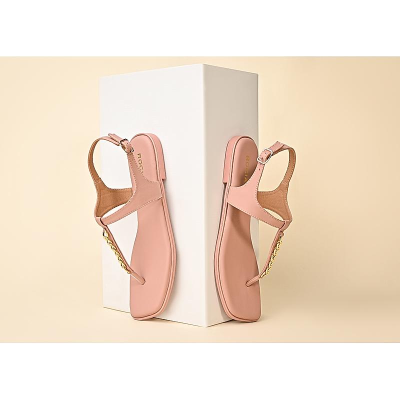 ROCIA Pink Women T-Strap Flat Sandals