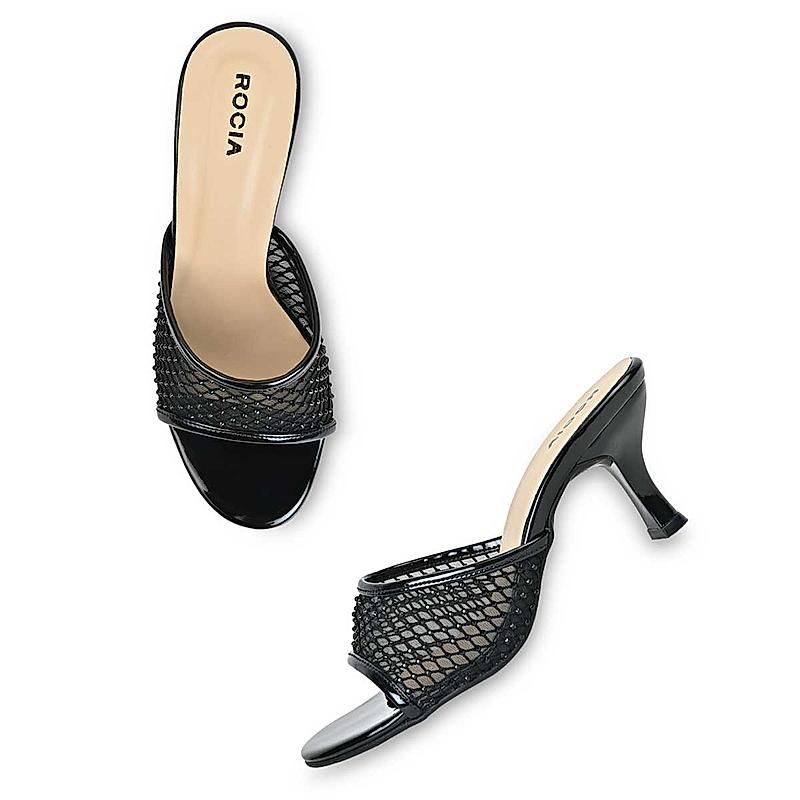 Rocia Black Women Mesh Diamante Stilettos