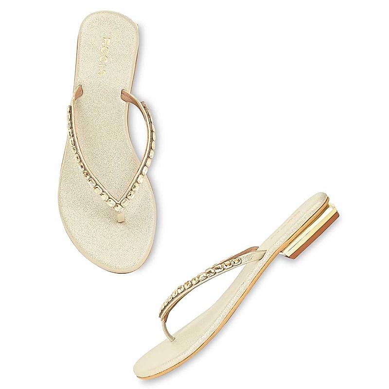 Rocia Gold Women Diamante Flat Thong Sandals