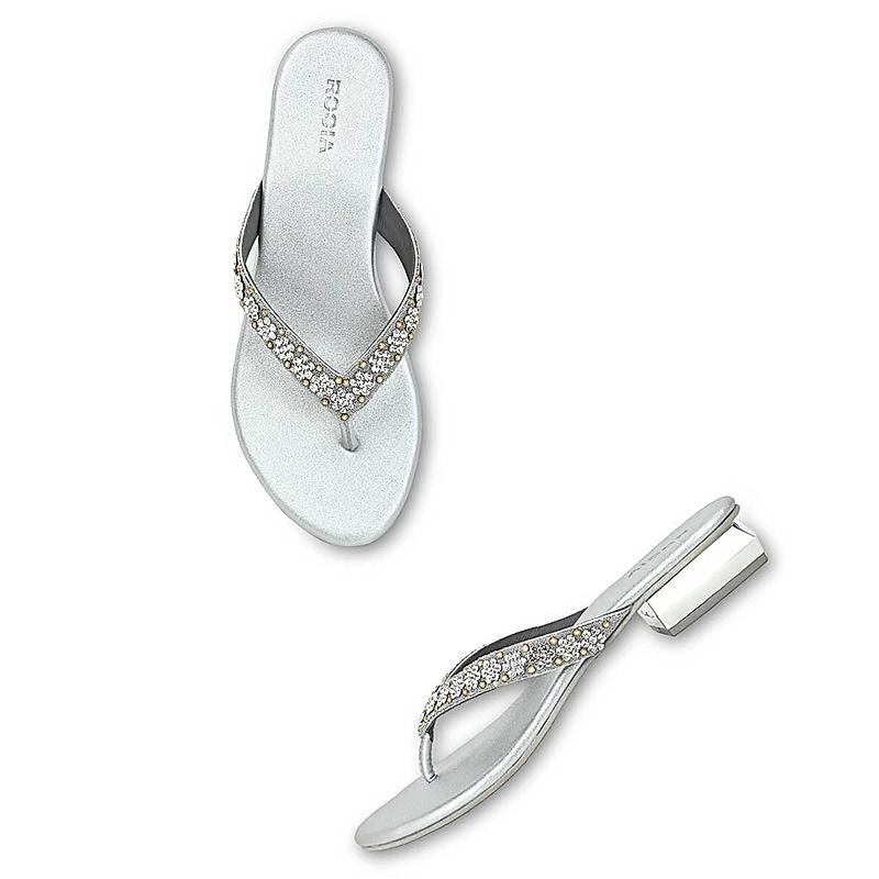 Rocia Silver Women Diamond Studded Box Heel Sandals