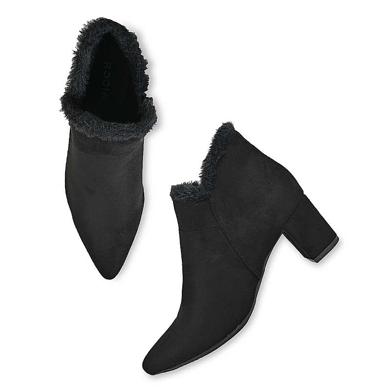 Rocia Black Women Suede Fur-Trimmed Boots