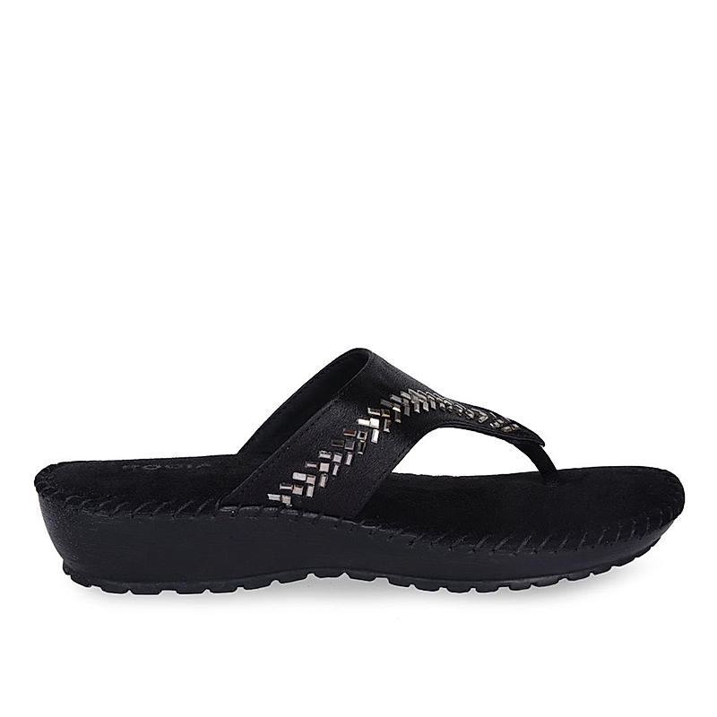 Rocia Black Women Embellished Comfort Flats