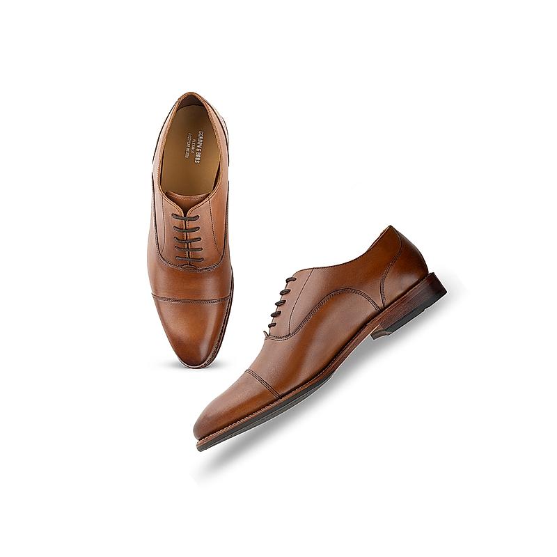 GORDON & BROS TAN MEN LACE UP TOE CAP OXFORDS