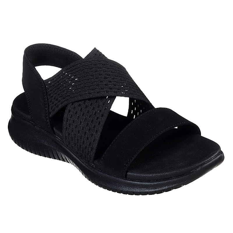 Skechers Black Womens Ultra Flex Neon Star Sandals