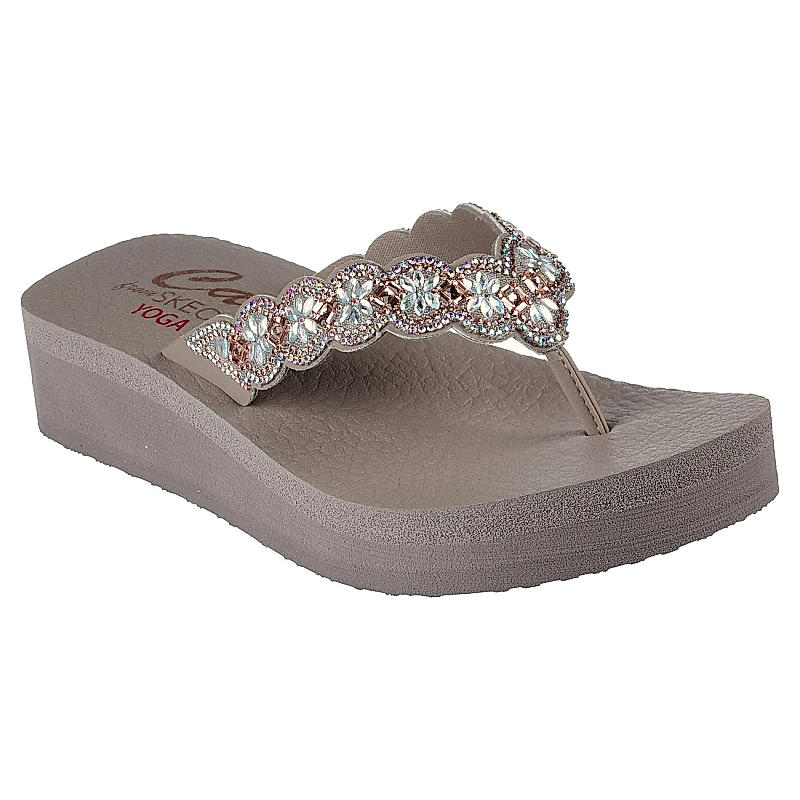 SKECHERS TAUPE WOMENS VINYASA - HAPPY SPRING FLIP FLOPS