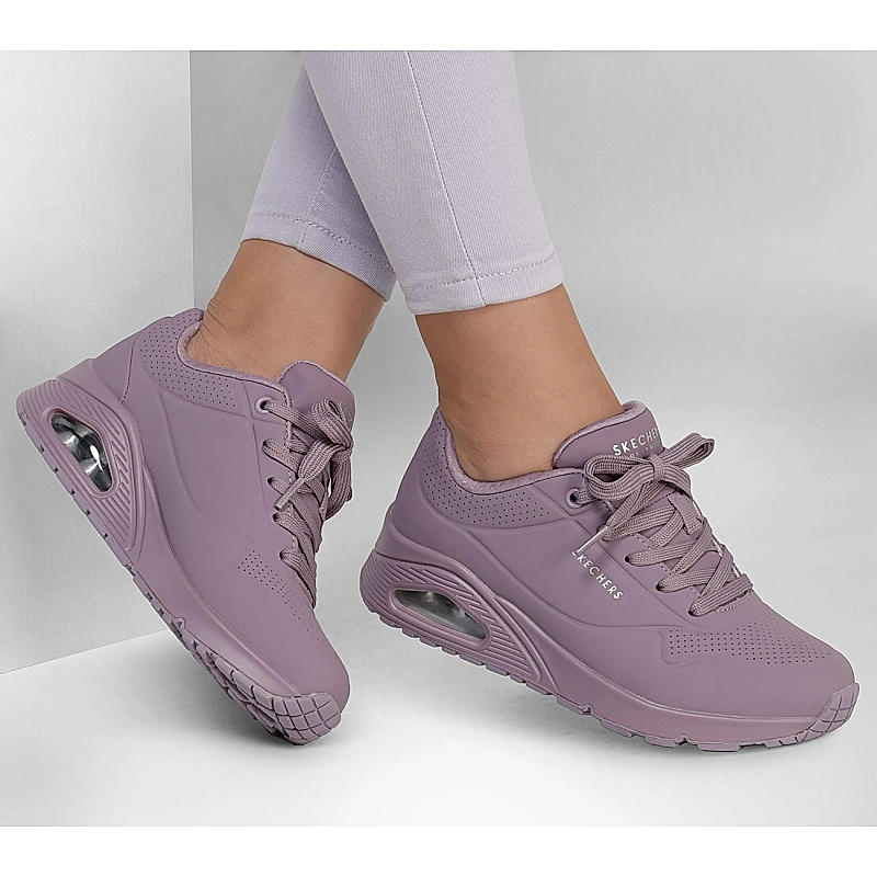 SKECHERS DARK MAUVE WOMENS UNO - STAND ON AIR SNEAKERS