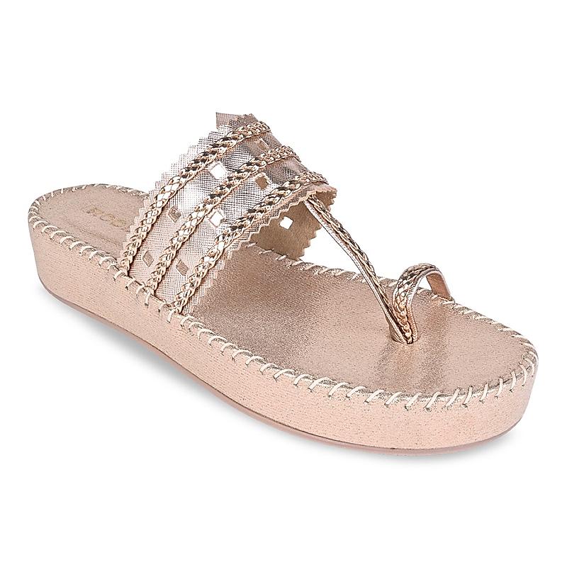 Rocia Rose Gold Women Ornate Braided Flats