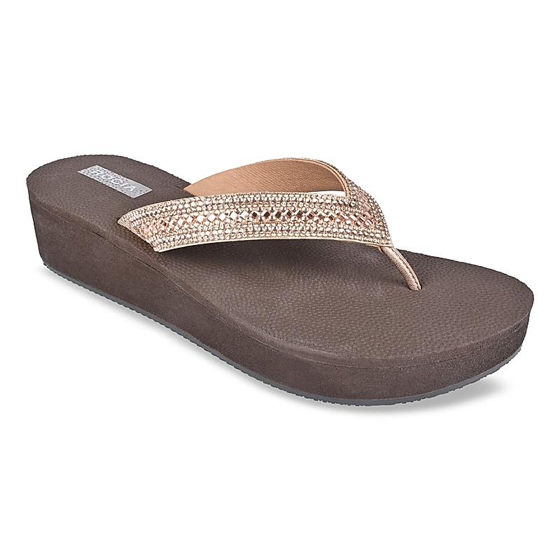 Rocia Rose Gold Women Diamond Thong Wedges