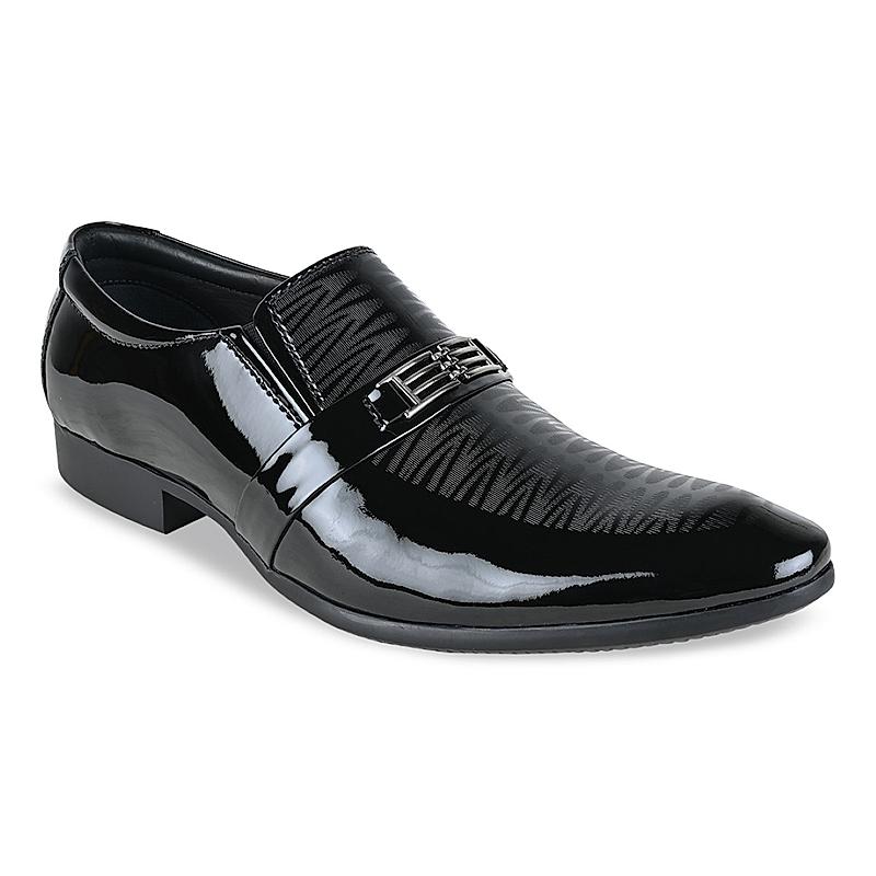 Imperio Black Men Patent Leather Formal Slip Ons