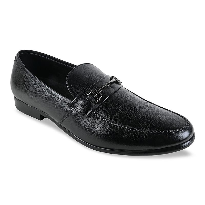 Imperio Black Men Formal Leather Buckled Slip Ons