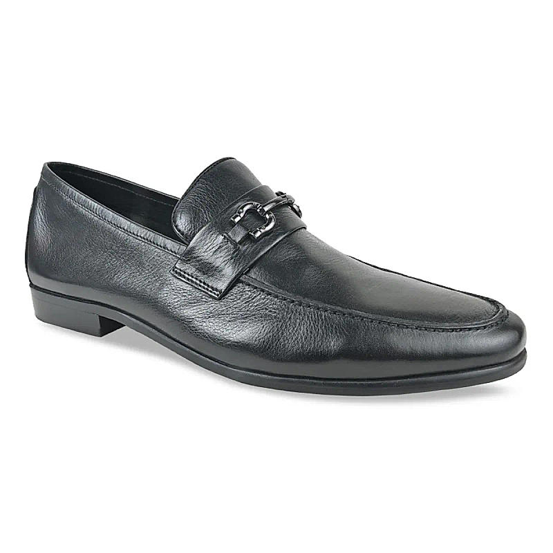 Imperio Black Men Buckled Leather Slip Ons