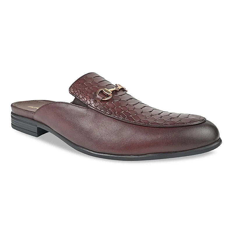 Imperio Cherry Mens Textured Leather Mules