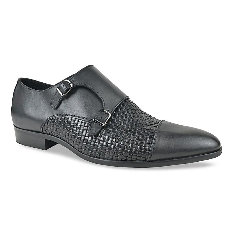 Imperio Black Men Leather Double Monks