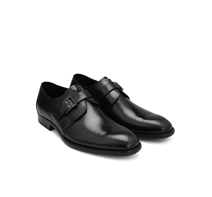 Black Leather Monk Straps