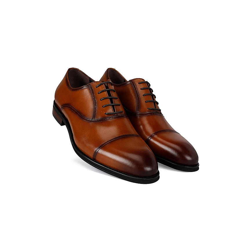 Tan Leather Cap Toe Lace Ups