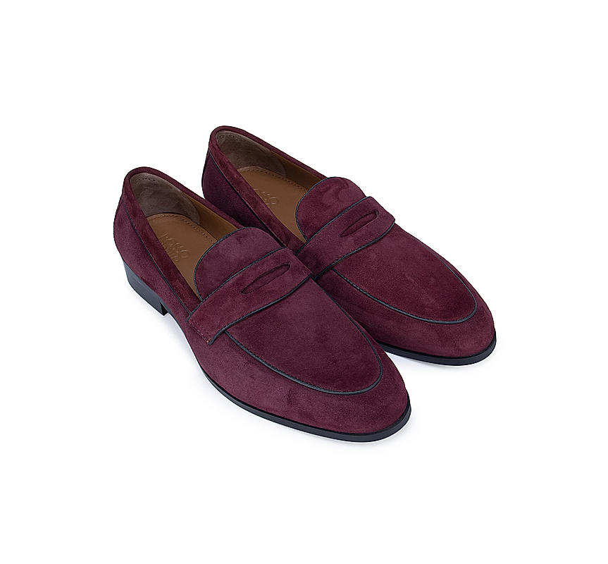 Burgundy Suede Leather Loafers