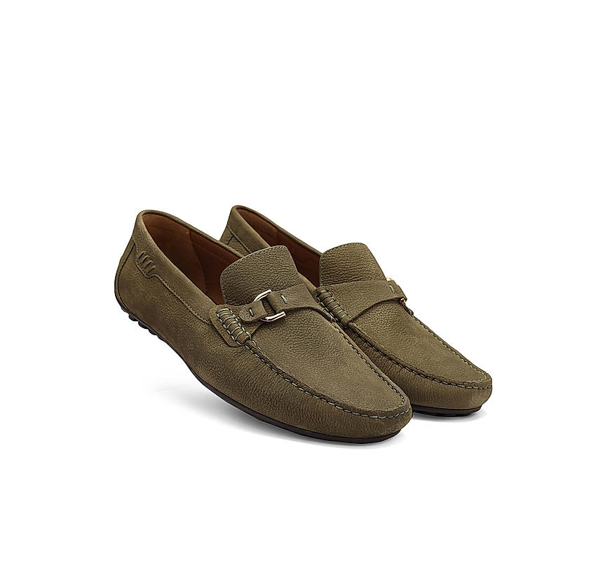 Olive Leather Moccasins