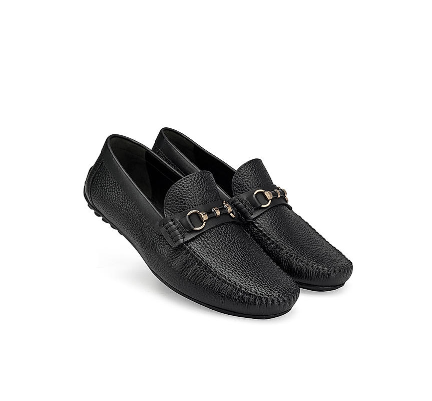 Black Top Embellished Moccasins