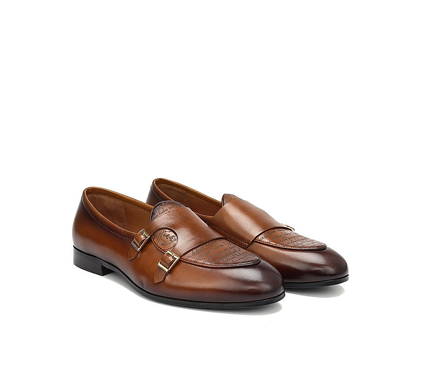 Tan Signato Leather Monk Straps