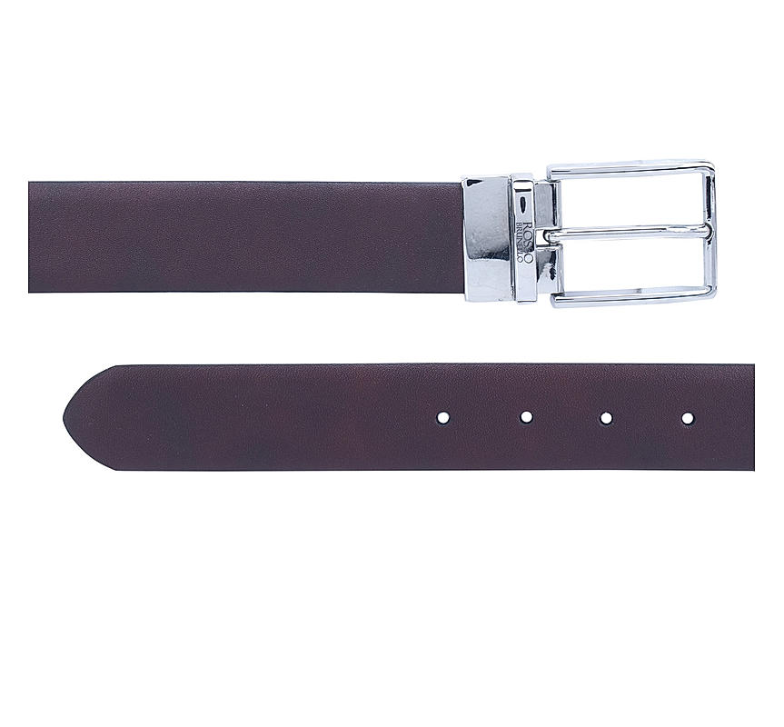 Burgundy Plain Reversible Men's Belt