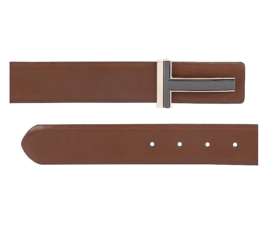 Brown Plain Leather Men's Belt