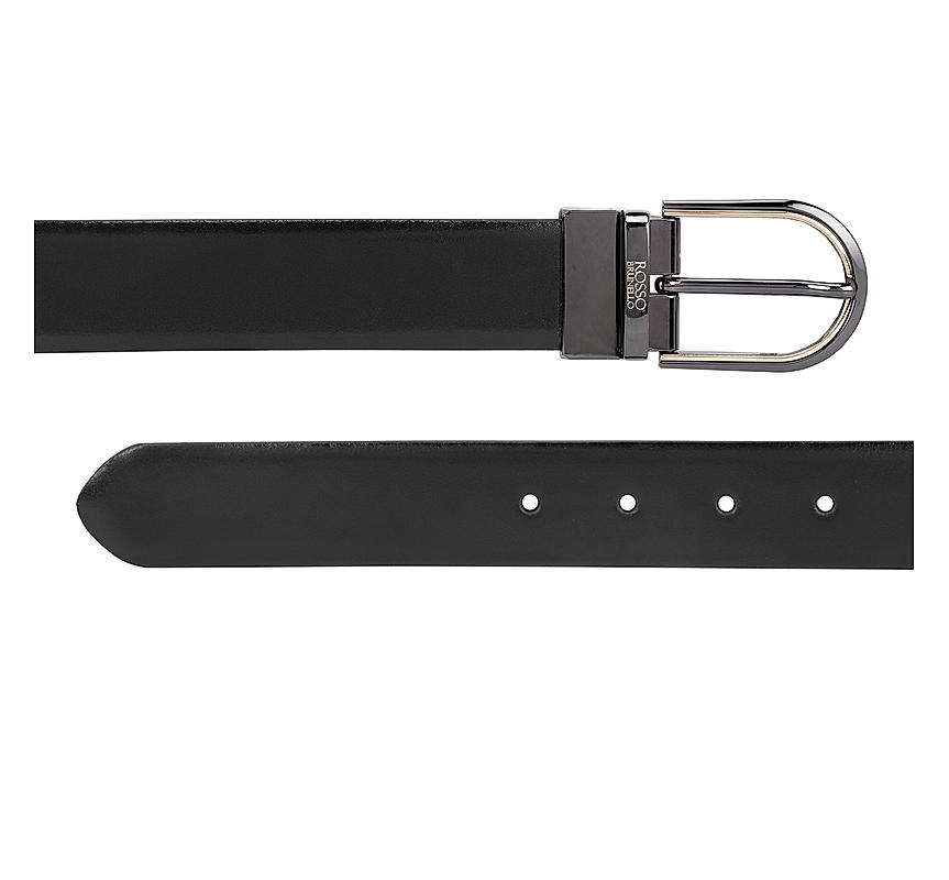 Black & Brown Plain Leather Reversible Men's Belt