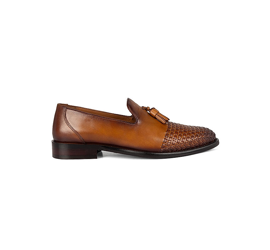 Tan Leather Loafers With Tassels