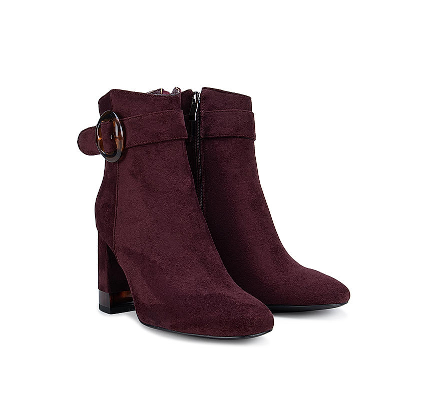 Burgundy Ankle Boots with Block Heels