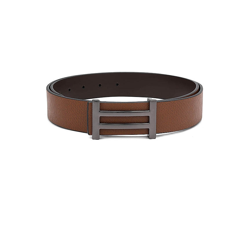 Tan Saffiano Leather Men's Belt