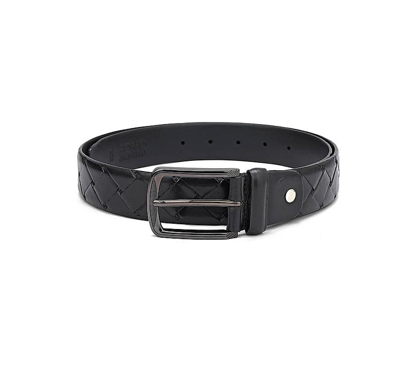 Black Mat Embossed Men's Belt