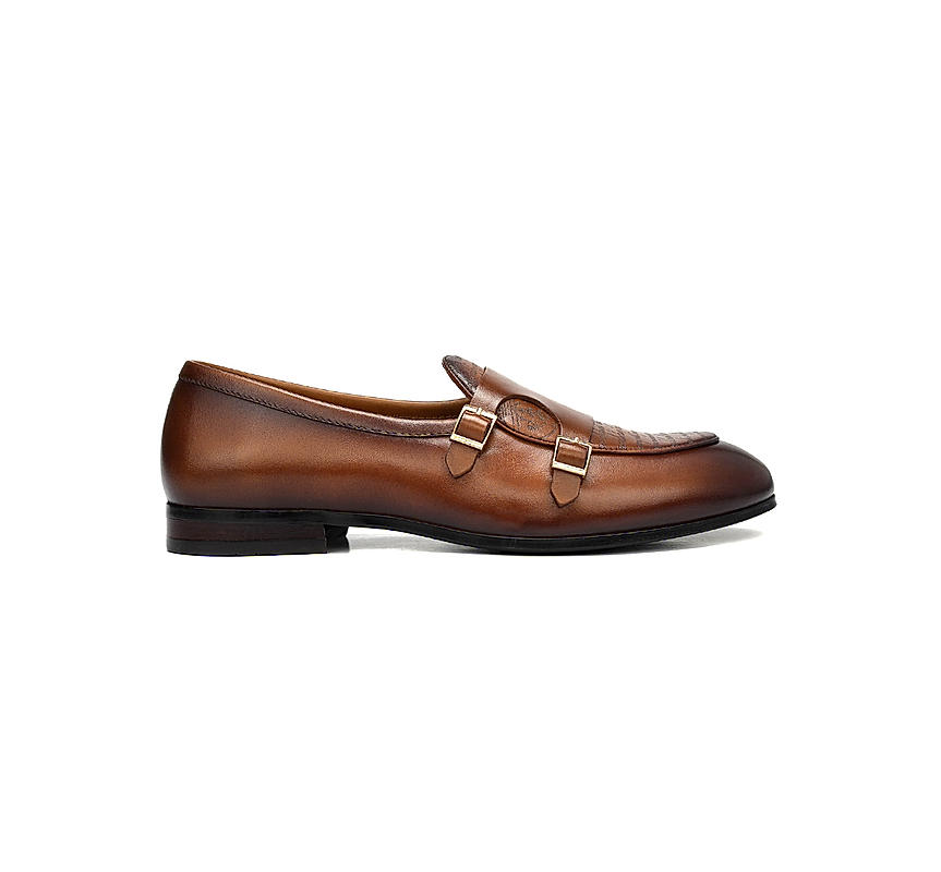 Tan Signato Leather Monk Straps